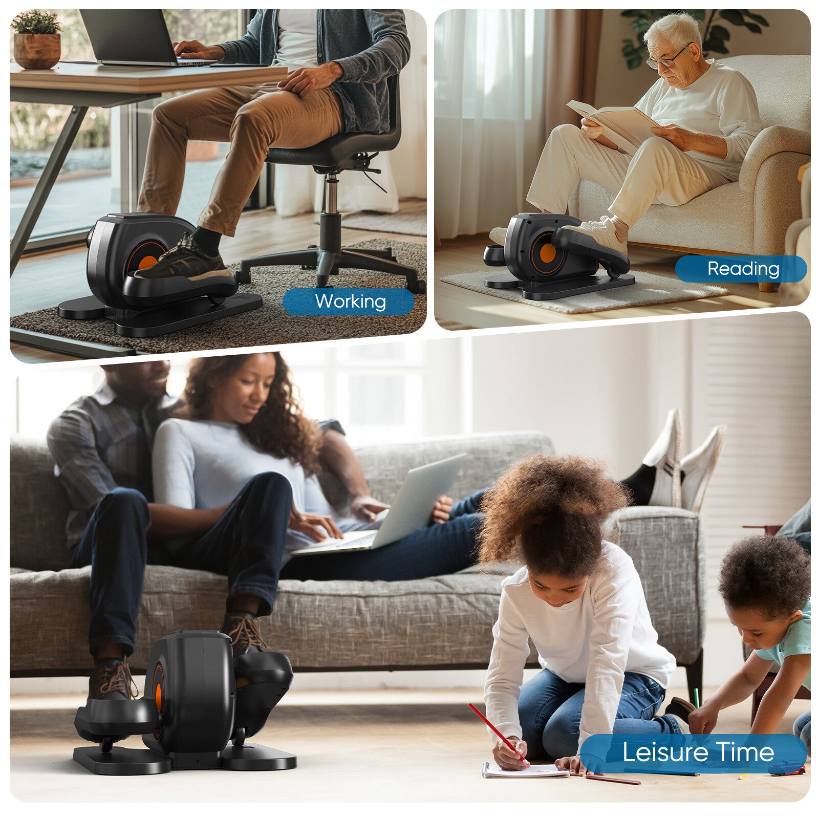 Under Desk Elliptical Machine Portable Pedal Ellipse Leg Exerciser LCD Display