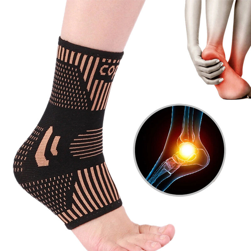 Copper Infused Ankle Brace Foot Support Compression Sleeve Sports Protectors Gym