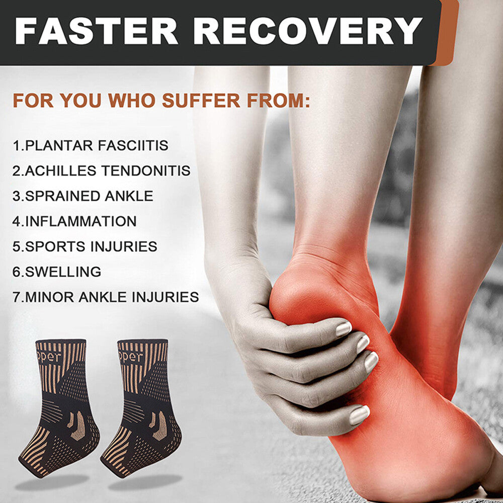 Copper Infused Ankle Brace Foot Support Compression Sleeve Sports Protectors Gym