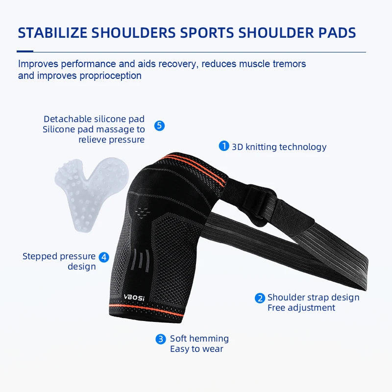 Adjustable Shoulder Support Brace for Women Men with Detachable Silicone Padding Compression Sleeve for Rotator Cuff Injury
