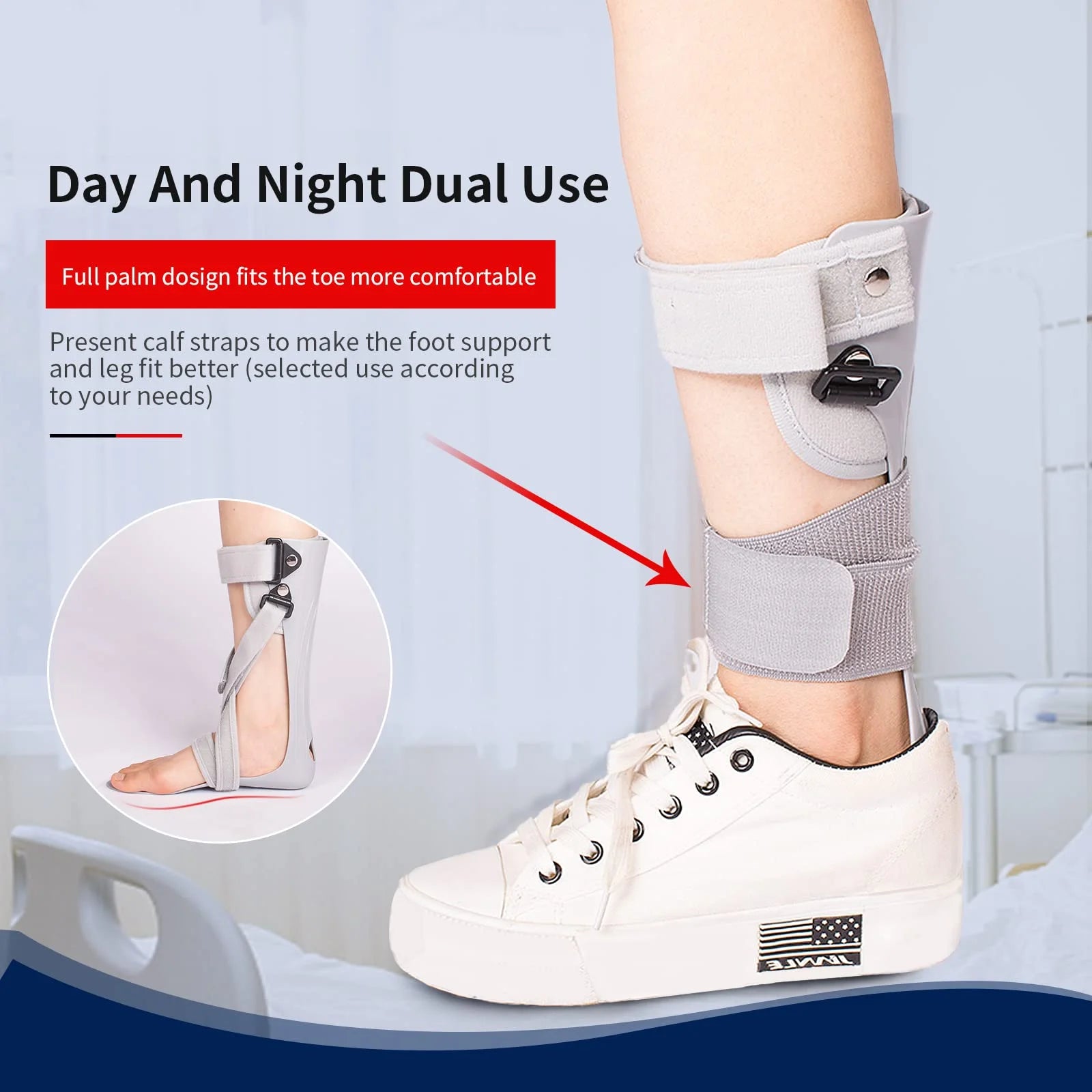 NEW Foot Drop Brace Splint Ankle Foot Orthosis Walking with Shoes or Sleeping for Stroke Hemiplegia