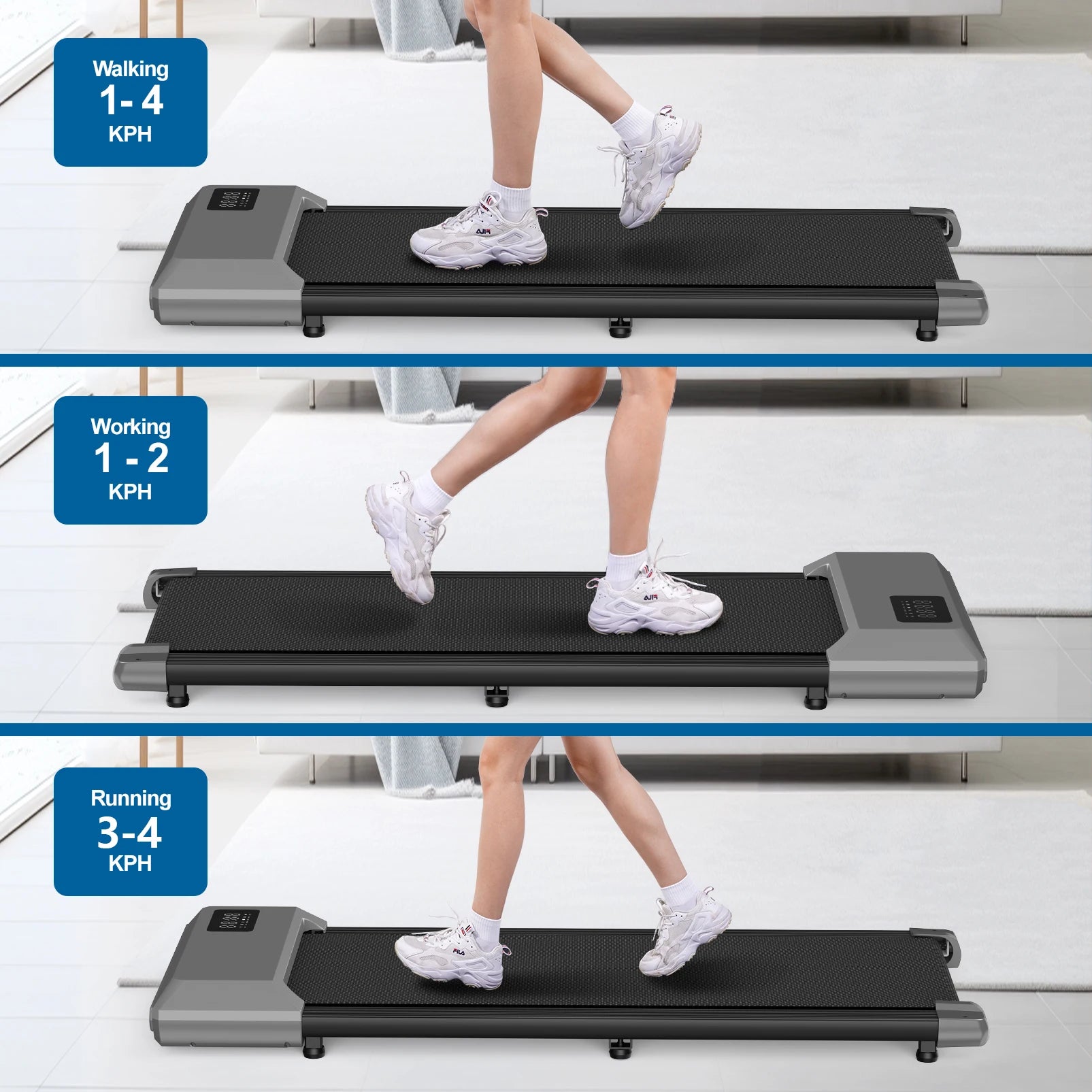 2in1 Walking Pad Mini Treadmill Portable for Home&Office Under Desk LCD Screen Max 250lbs Quiet Treadmills Exercise Machine