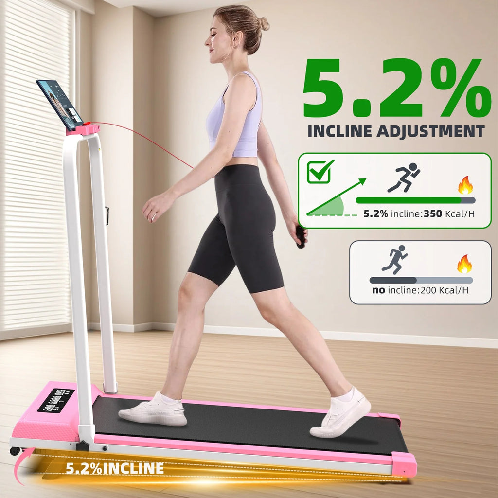 Incline Foldable Walking Pad Treadmills for Home Use Manual Incline Under Desk Compact Treadmill with Fit Show APP
