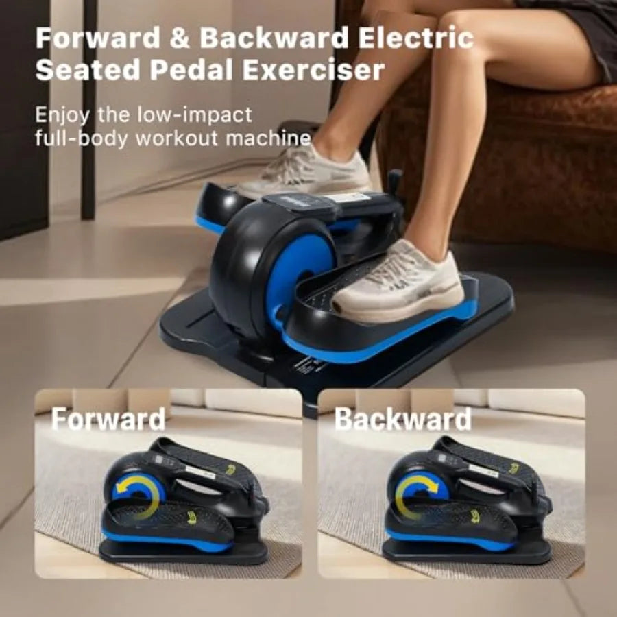 Under Desk Elliptical Machine Electric Ellipse Leg Exerciser with Remote Control 12 Speed Levels Seated Pedal Exerciser for Sen