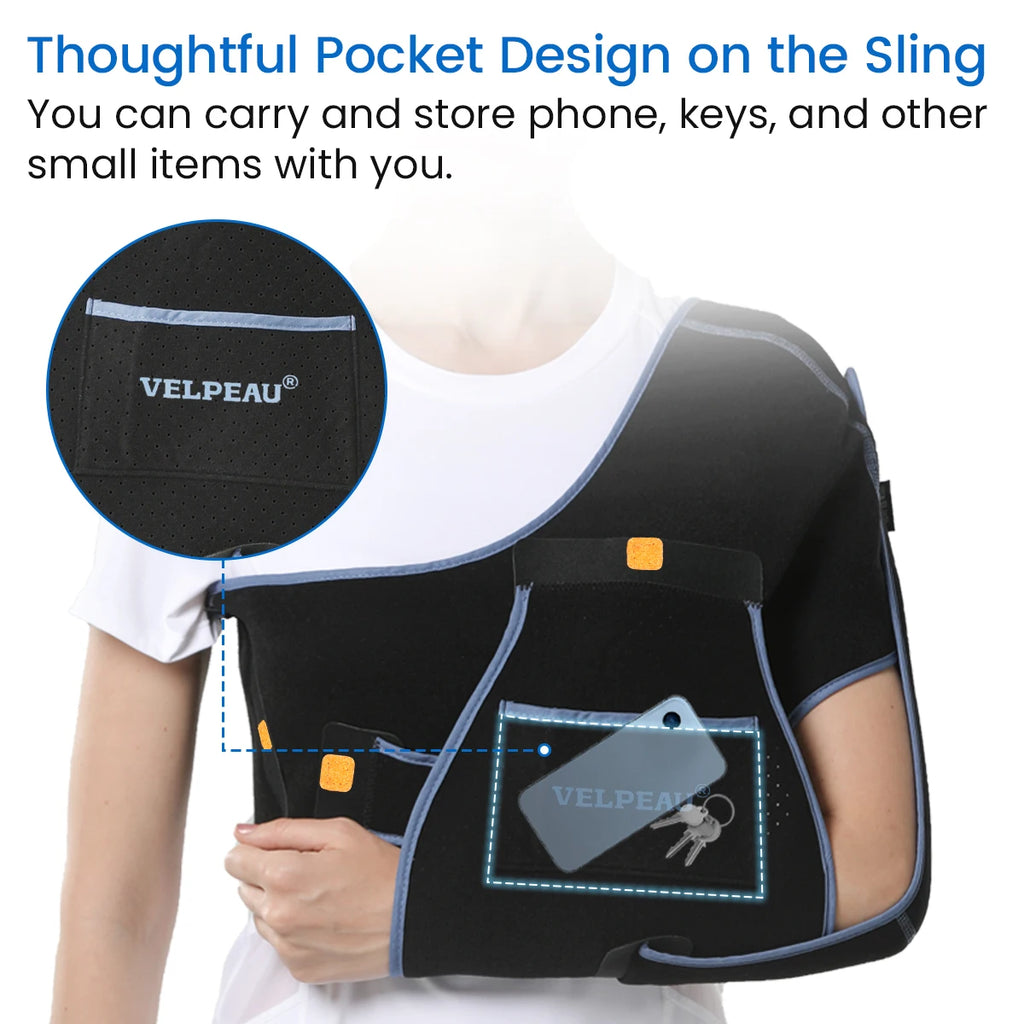 VELPEAU Arm Sling for Elbow Injury, Forearm Fracture and Shoulder Dislocation, Breathable Shoulder Immobilizer Fits Both Arms