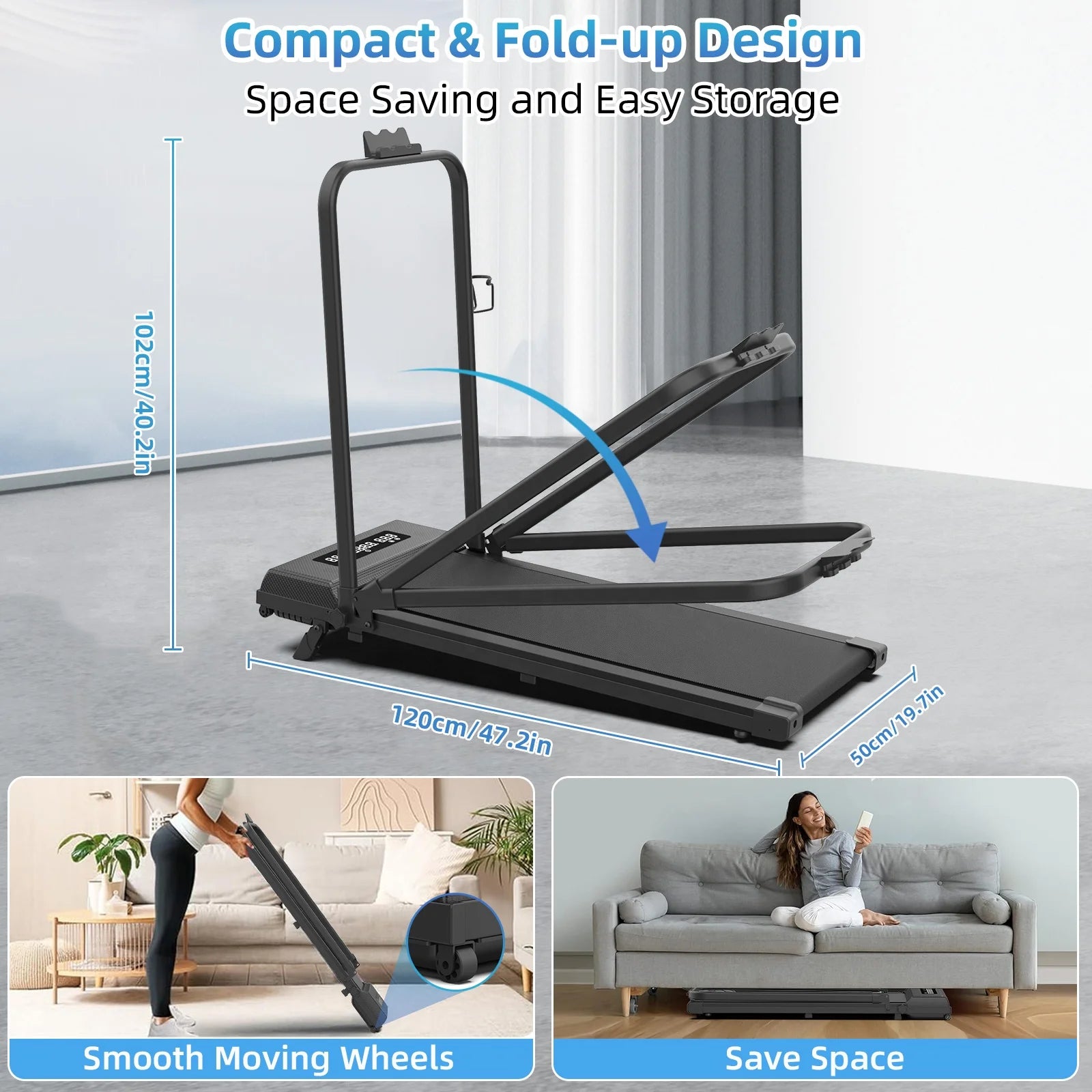 Portable High Quality Under Table Treadmill for Home with Incline Gym Exercise LED Display Foldable Walking Pad Treadmill