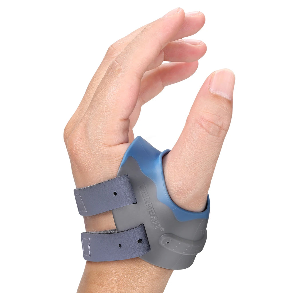 VELPEAU CMC Thumb Brace with Shape-memory Restriction Splint, CMC Joint Stabilizer for Basal Thumb Arthritis and Pain Relief  For right hand-Blue Large