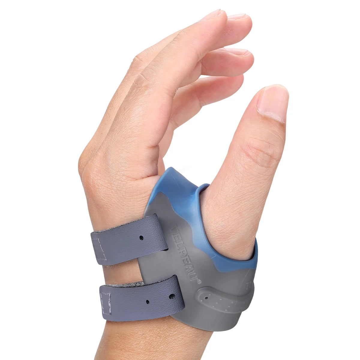VELPEAU CMC Thumb Brace with Shape-memory Restriction Splint, CMC Joint Stabilizer for Basal Thumb Arthritis and Pain Relief  For right hand-Blue Large