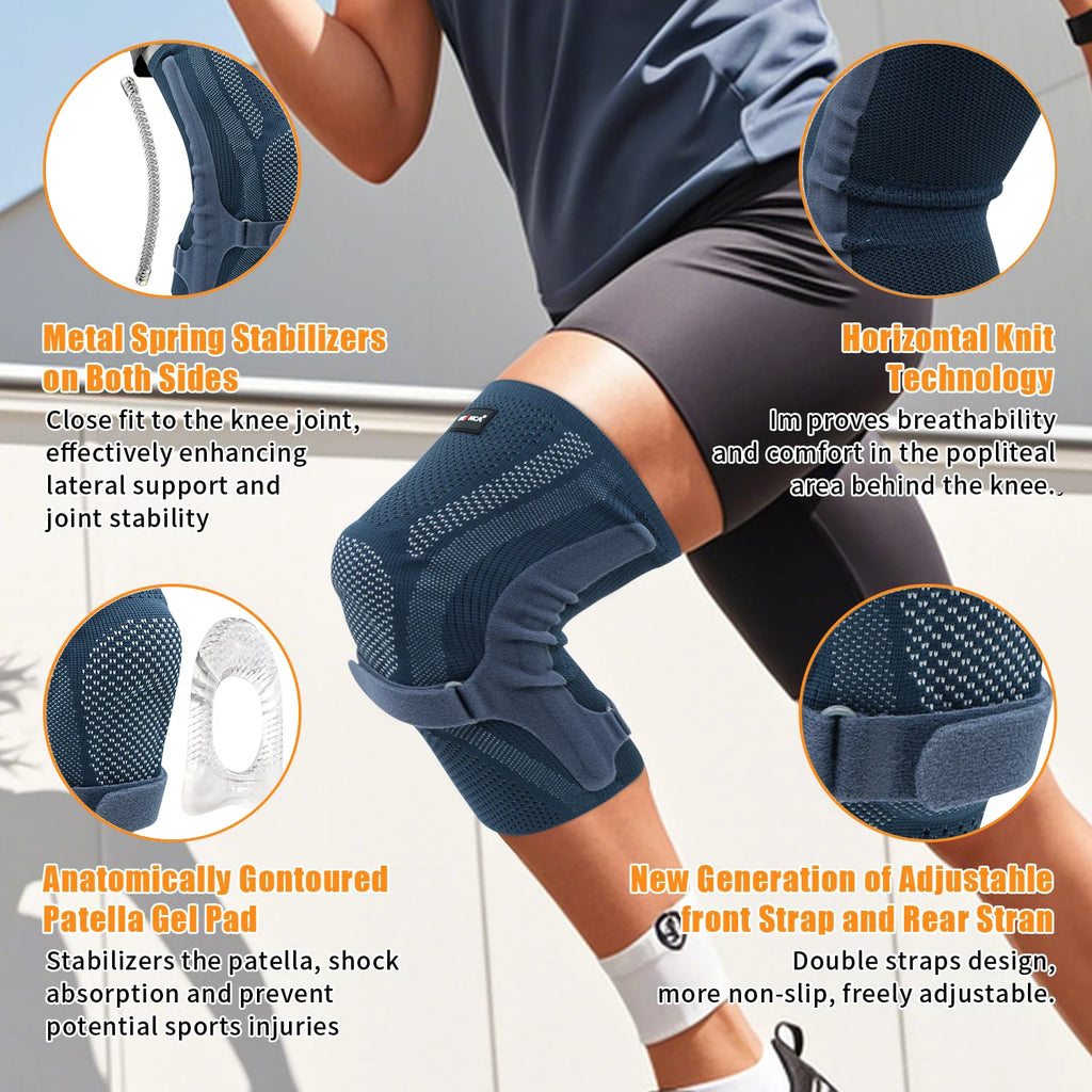 NEENCA Knee Brace with Patella Pad & Side Stabilizers,Knee Compression Sleeve Support for Women and Men ACL/PCL, Running Sports