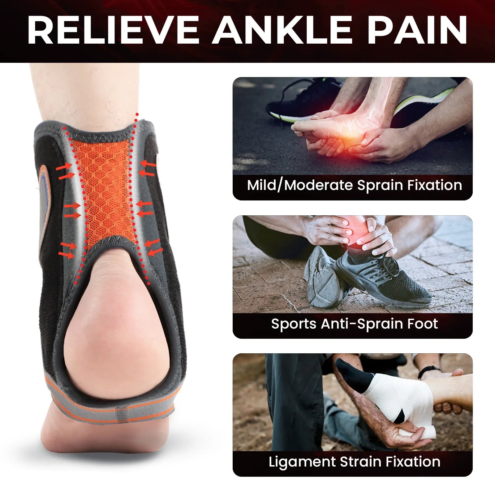 Unisex Ankle Orthosi Bracket Elastane Foot Stabilizer with Protective Rotary Ankle Strap for Injury Recovery Ankle Brace Support