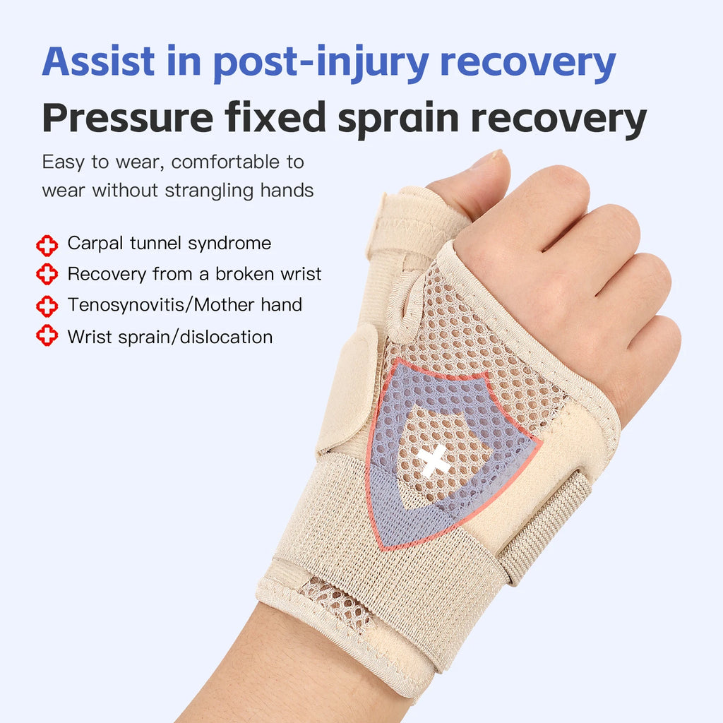 Flexible Splint Wrist Thumb Support Brace for Tendonitis Arthritis Breathable Thumb Protector Guard Fits Right and Left Hand AB044-black
