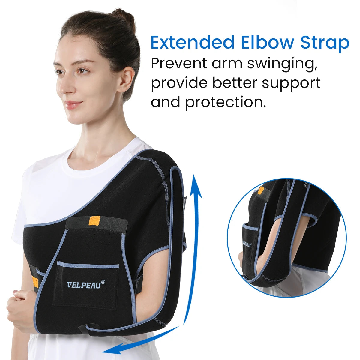 VELPEAU Arm Sling for Elbow Injury, Forearm Fracture and Shoulder Dislocation, Breathable Shoulder Immobilizer Fits Both Arms