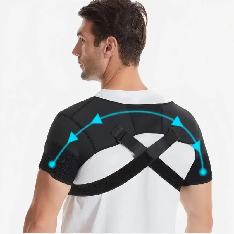 Adjustable Double Shoulder Brace Sports Shoulder Support Belt Back Pain Relief Double Bandage Cross Compression Shoulder Strap