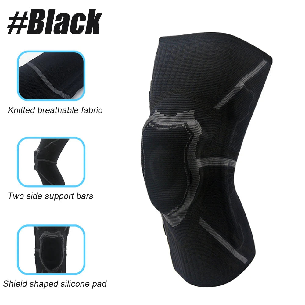 Compression Stabilizing Knee Brace for Soccer/Hiking - Anti-Slip Knee Sleeve with Patella Gel Pad for Patella & Meniscus Support