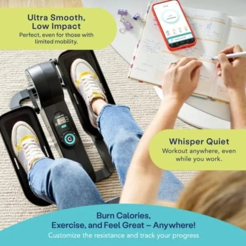 Under Desk Elliptical Machine Portable Seated Pedal Exerciser with Adjustable Resistance Levels for Adults Seniors