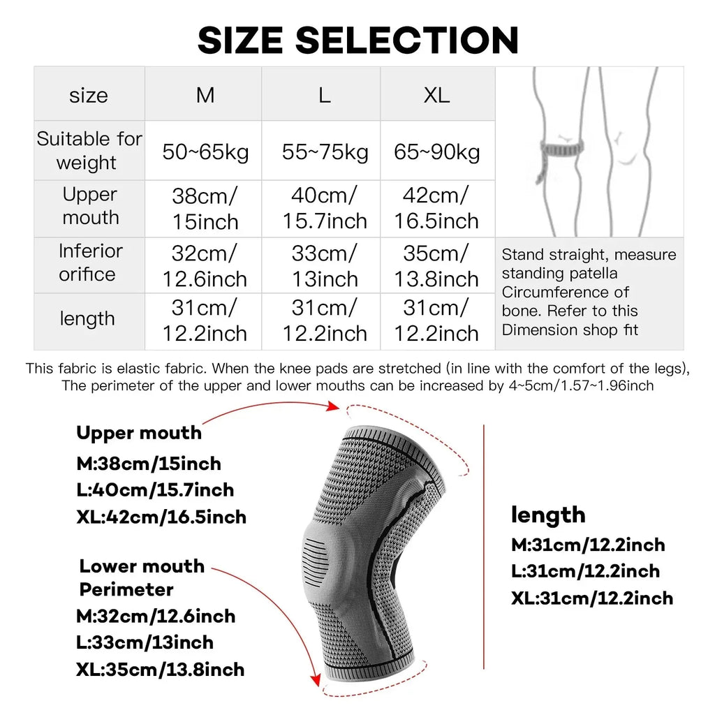 1PC Silicone Knee Pads Strap Patella Medial Support Meniscus Compression Knee Braces for Running Sport Knee Protection
