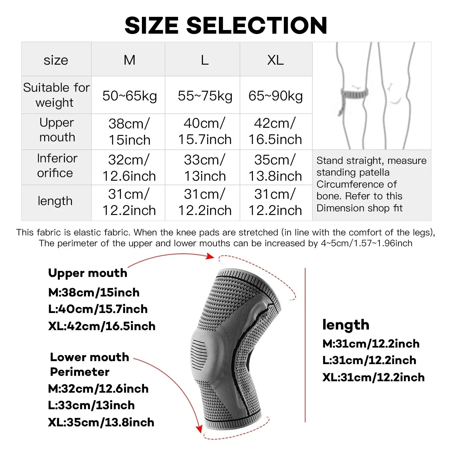 1PC Silicone Knee Pads Strap Patella Medial Support Meniscus Compression Knee Braces for Running Sport Knee Protection
