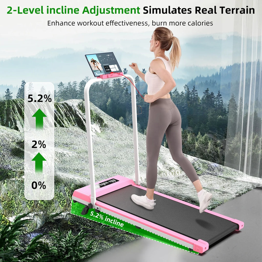 Incline Foldable Walking Pad Treadmills for Home Use Manual Incline Under Desk Compact Treadmill with Fit Show APP