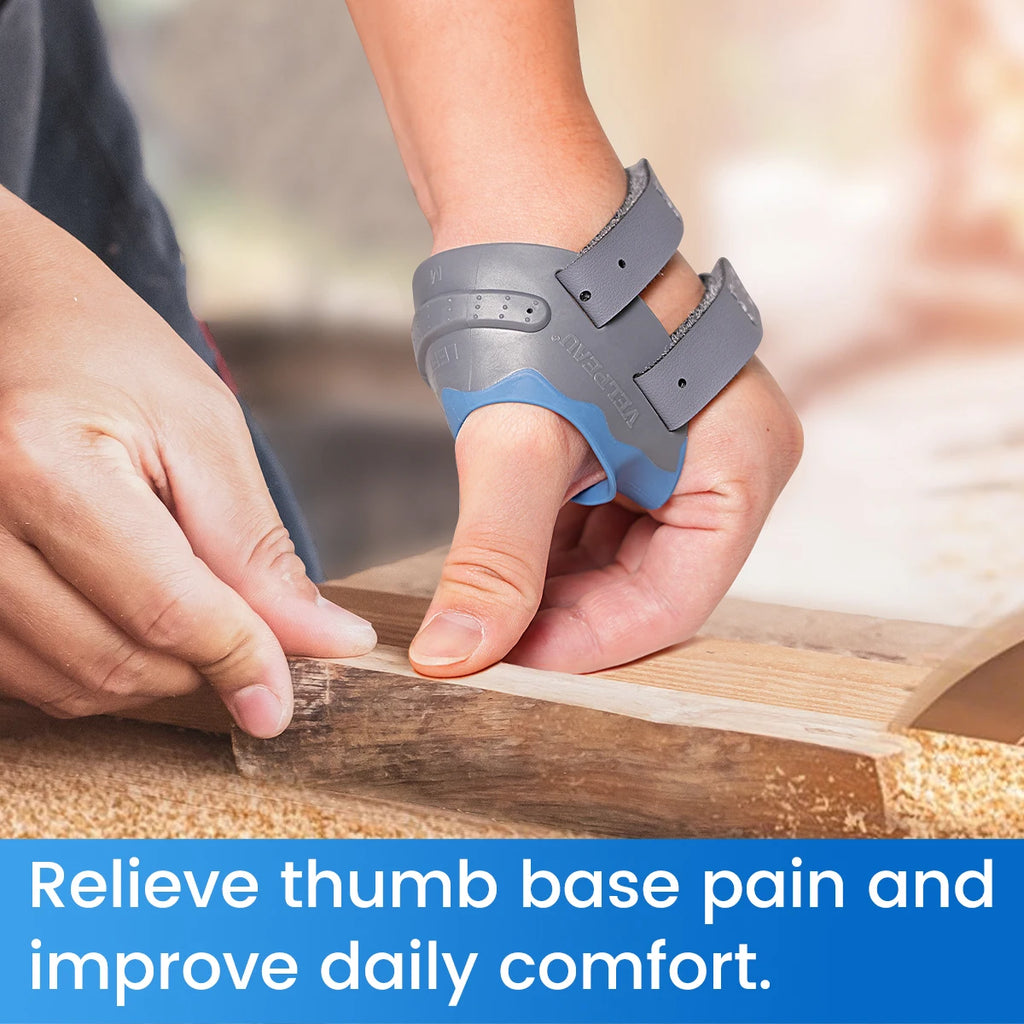 VELPEAU CMC Thumb Brace with Shape-memory Restriction Splint, CMC Joint Stabilizer for Basal Thumb Arthritis and Pain Relief  For right hand-Blue Large