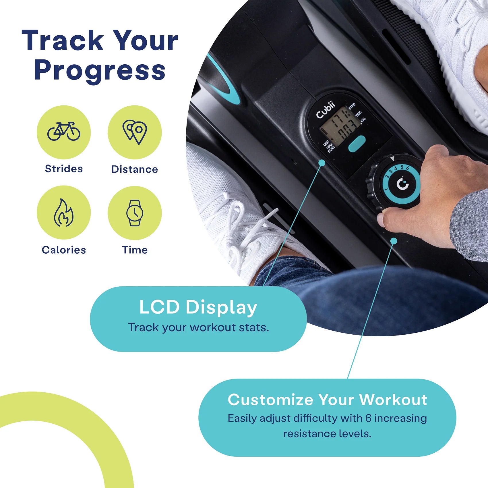 Move - under Desk Elliptical Bike Pedal Exerciser Portable Seated Elliptical Machine W/ Adjustable Workout Levels