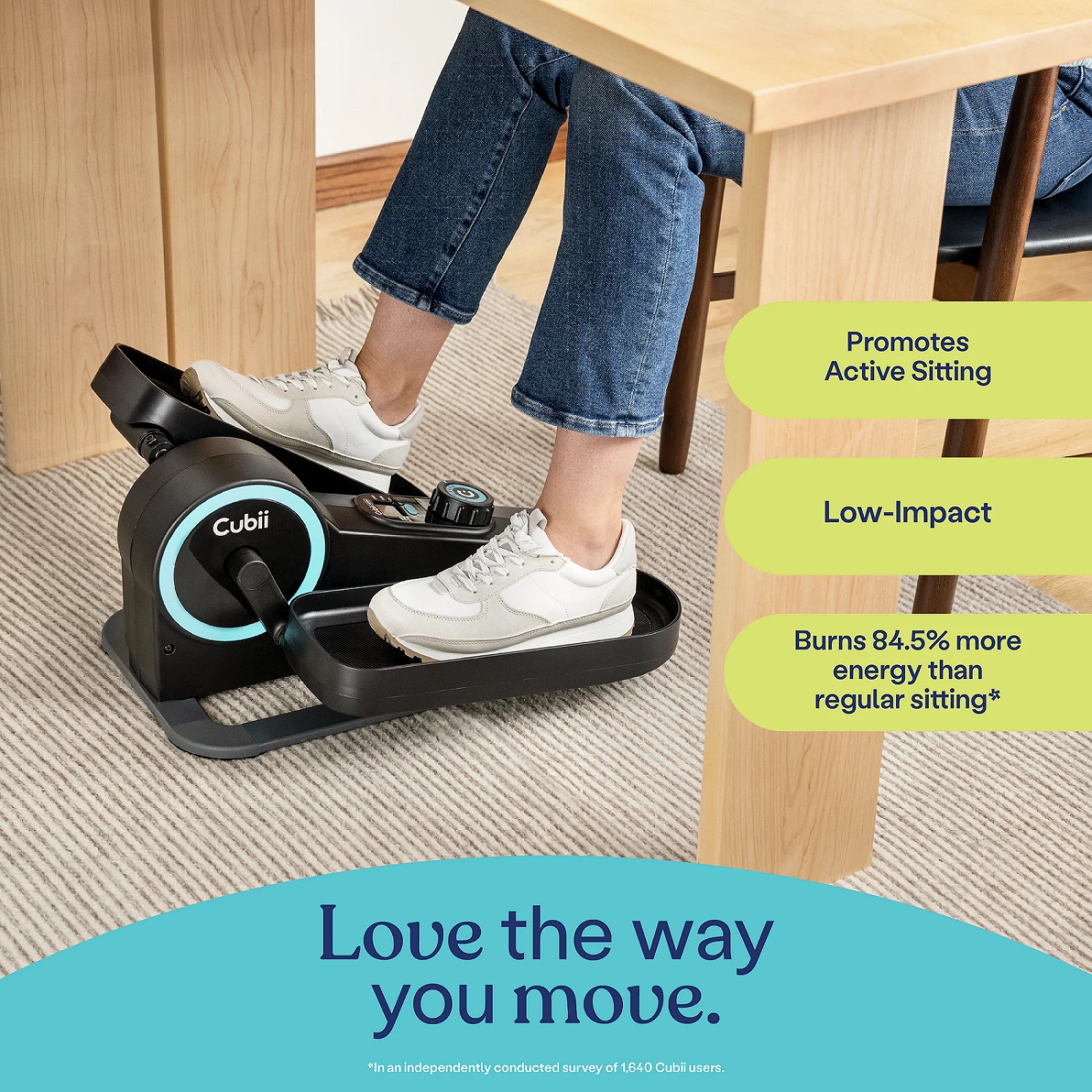 Move - under Desk Elliptical Bike Pedal Exerciser Portable Seated Elliptical Machine W/ Adjustable Workout Levels