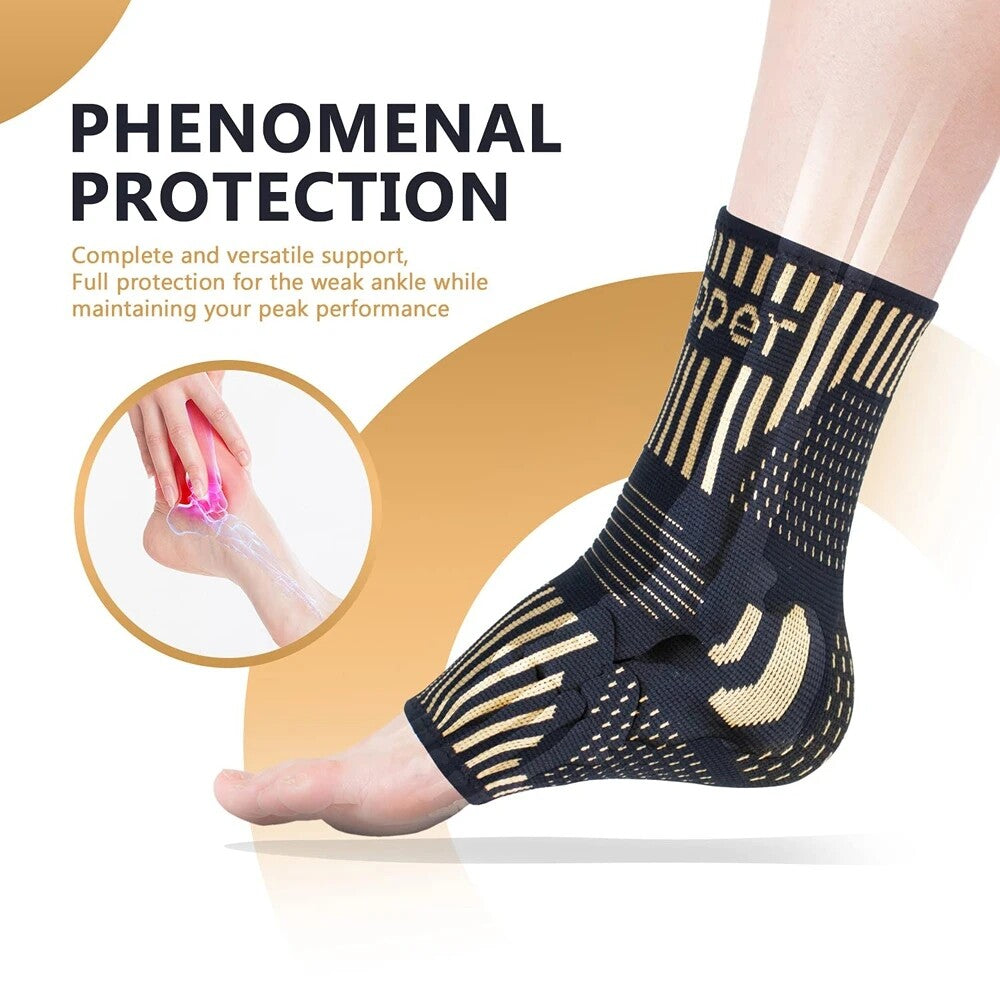 Copper Infused Ankle Brace Foot Support Compression Sleeve Sports Protectors Gym