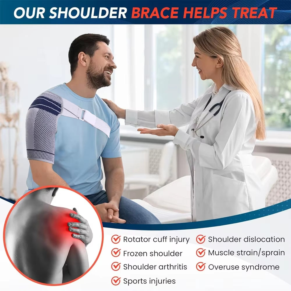 1PCS Shoulder Brace for Men Women,Left Right Shoulder Support Stabilizer Compression Sleeve with Adjustable Strap
