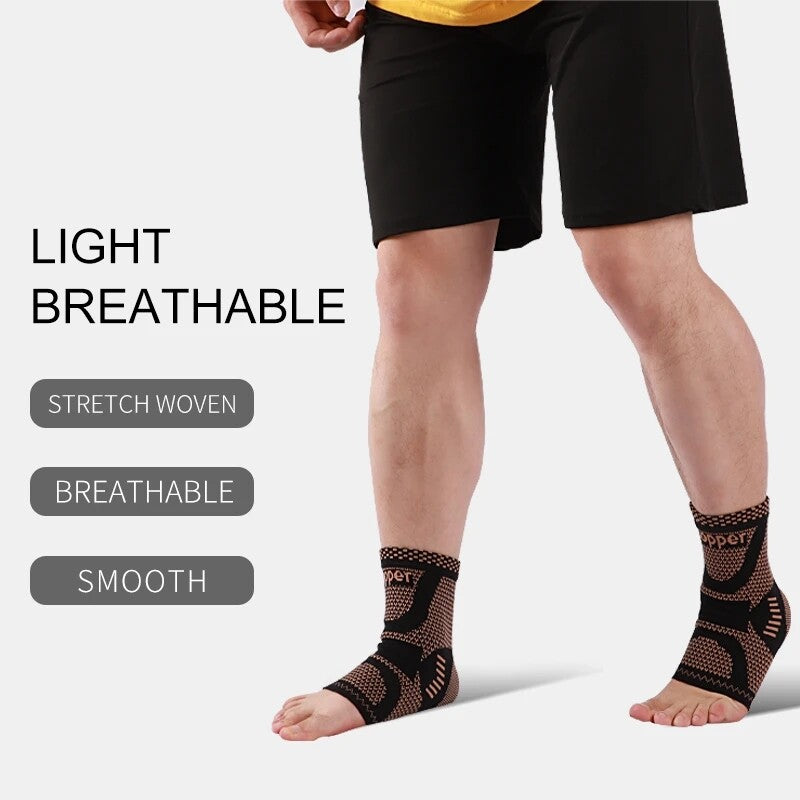 Copper Infused Ankle Brace Foot Support Compression Sleeve Sports Protectors Gym